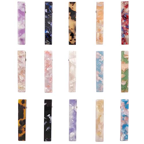 Product Cover 15Pcs Duckbill Clips Acrylic Resin Alligator Hair Clips Crocodile Leopard Print Hair Barrettes for women Styling Hairdressing (Multicolor)