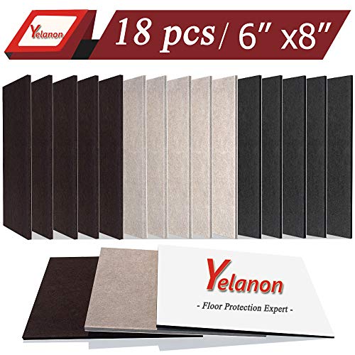 Product Cover Yelanon Furniture Pads 18 Pieces - Self Adhesive Felt Pad Felt Furniture Pads Large Size Anti Scratch Floor Protectors for Chair Legs Feet Protect Hardwood Tile Wood Floor