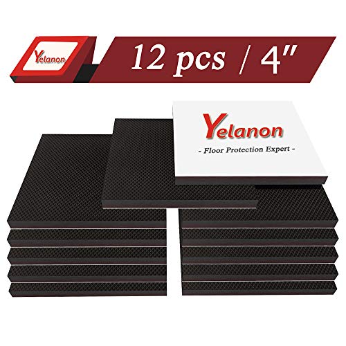 Product Cover Yelanon Furniture Pads - 12pcs 4'' Non Slip Furniture Pads Chair Leg Floor Protectors Large Size Rubber Feet Furniture Grippers Black to Protect your Hardwood Floors