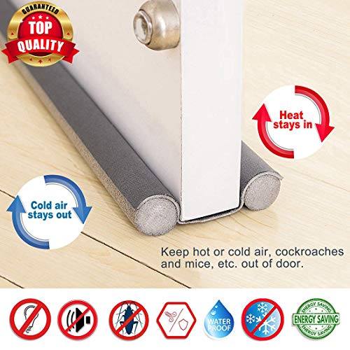 Product Cover Smart Saver Sound-Proof Reduce Noise Energy Saving Weather Stripping Under Door Twin Draft Stopper (36-inch, Grey)