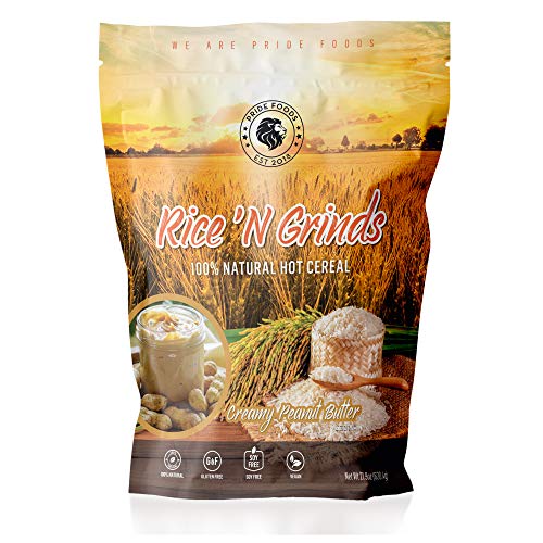 Product Cover Pride Foods Rice 'N Grinds, 100% Natural Hot Rice Cereal, Creamy Peanut Butter, 21.9oz