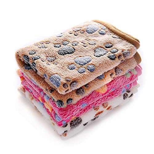Product Cover luciphia 1 Pack 3 Blankets Super Soft Fluffy Premium Fleece Pet Blanket Flannel Throw for Dog Puppy Cat Paw Small