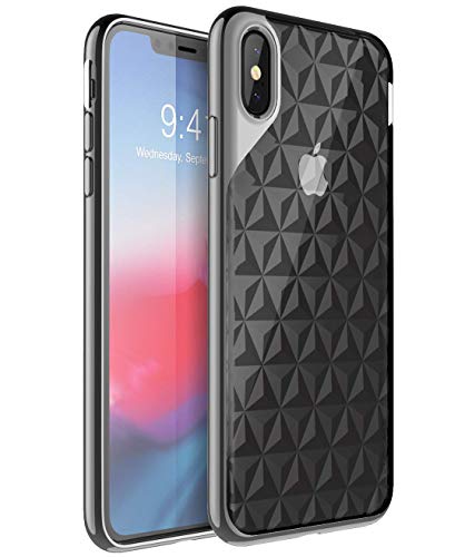 Product Cover i-Blason Matrix Series Designed for iPhone Xs Max Case, Ultra Slim Flexible Clear 3D Pattern Soft TPU Protective Case with Electroplated Metallic Bumper for Apple iPhone Xs Max 6.5 Inch 2018 (Black)