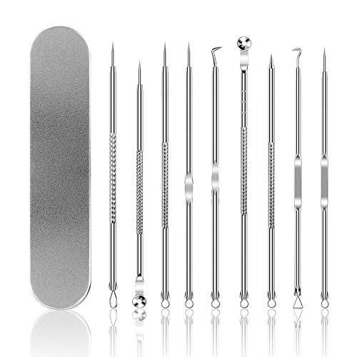 Product Cover 9PCS Blackhead Remover,Acne Removal Tool,Comedone Extractor Tool,Best Blackhead Remover,Treatment Blemish,whitehead Remover Tool,Risk Free Nose Facial Skin Removal Kit