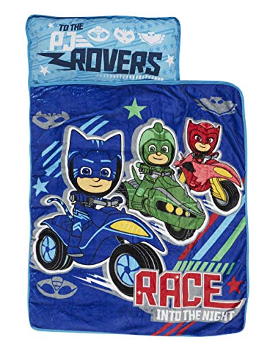 Product Cover PJ Masks Race Into The Night Nap Mat - Includes Pillow and Fleece Blanket - Great for Boys and Girls Napping at Daycare, Preschool, Or Kindergarten - Fits Sleeping Toddlers and Young Children