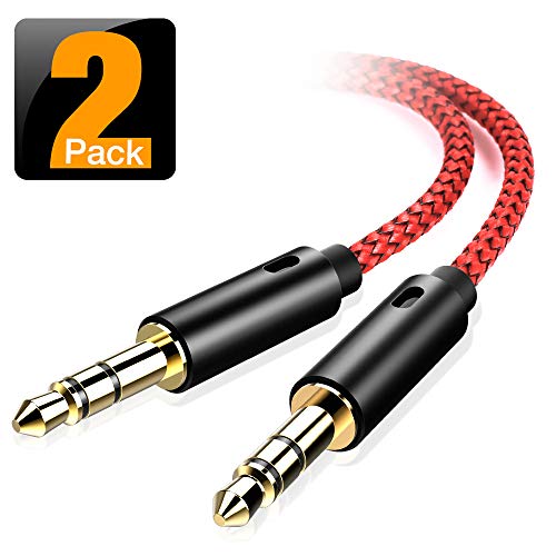 Product Cover oldboytech AUX Cable, [2-Pack,45CM,Hi-Fi Sound Quality] 3.5mm Auxiliary Audio Cable Nylon Braided AUX Cord for Car/Home Stereos,Speaker,iPhone iPod iPad,Headphones,Sony Beats,Echo Dot & More