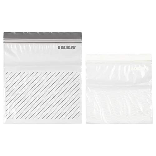 Product Cover Ikea Storage Plastic Bag, Grey/White, 2 Sizes (25 Bags 2.5 L (24x26.5 cm) and 25 Bags 1.2 L (20.5x20.5 cm) with TSS Cotton Balls (5 Pieces)
