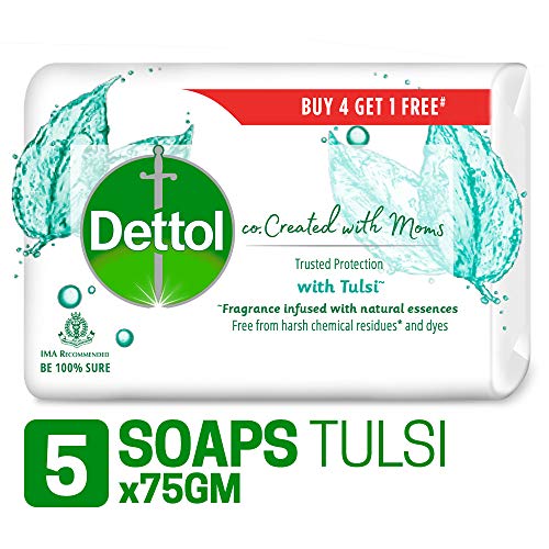 Product Cover Dettol Co-created with moms Tulsi Beauty Bathing Soap, 75gm (Buy 4 Get 1 Free)