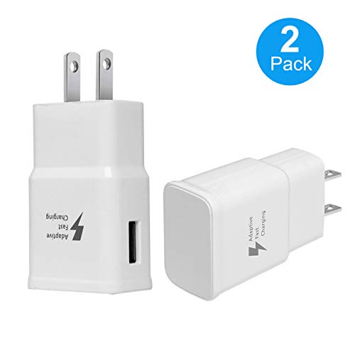 Product Cover Adaptive Fast Charging Wall Charger Adapter for Samsung Galaxy S6 S7 S8 S9 S10 / Edge/Plus/Active, Note 5,Note 8, Note 9 and More (2 Pack) (White) Aolerx Quick Charge
