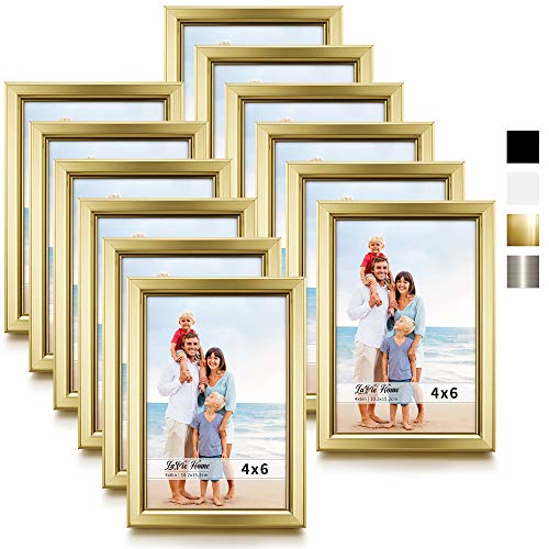Product Cover LaVie Home 4x6 Picture Frames (12 Pack, Gold) Simple Designed Photo Frame with High Definition Glass for Wall Mount & Table Top Display, Set of 12 Classic Collection