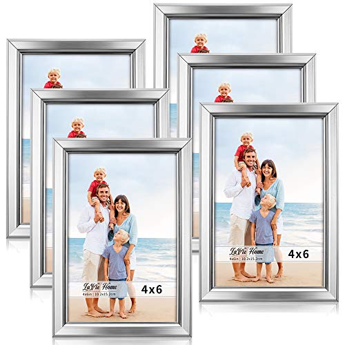 Product Cover LaVie Home 4x6 Picture Frames (6 Pack, Silver) Simple Designed Photo Frame with High Definition Glass for Wall Mount & Table Top Display, Set of 6 Classic Collection