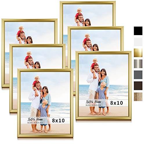 Product Cover LaVie Home 8x10 Picture Frames (6 Pack, Gold) Simple Designed Photo Frame with High Definition Glass for Wall Mount & Table Top Display, Set of 6 Classic Collection