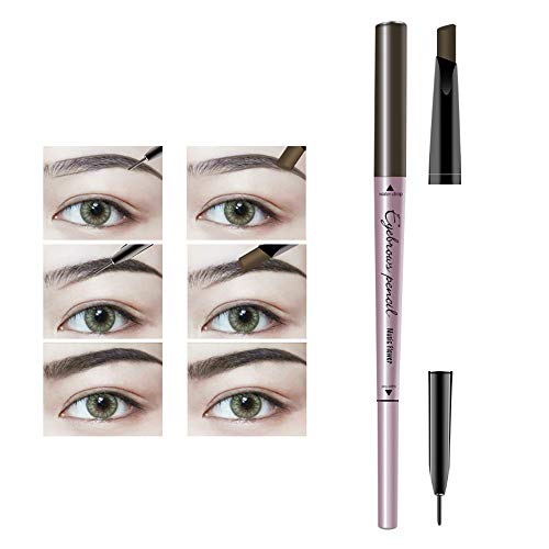 Product Cover Music Flower 4 Color Double Head Eyebrow Pencil Stereoscopic Eye Makeup Waterproof Smudge-proof Long-lasting Silky (2# Light coffee)