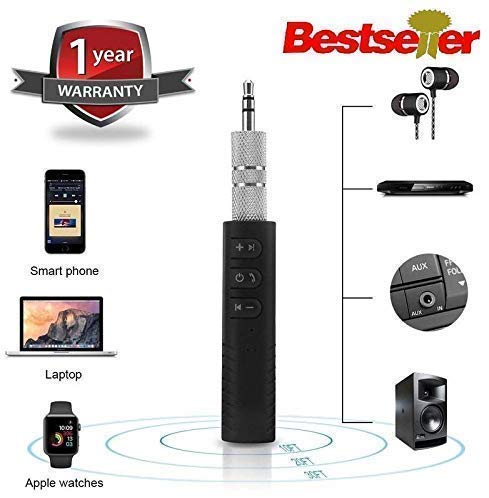 Product Cover VOSAVO BT450 Wireless Bluetooth Receiver 3.5mm Jack Stereo Bluetooth Audio Music Receiver Adapter for Speaker Car Aux Hands Free Kit Compatible with All Android, iOS and iOS Devices - Assorted Colour