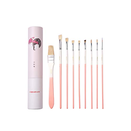 Product Cover Miya Kaleidoscope Artist Paint Brushes Set for Acrylic Oil Watercolor Face & Body Gouache Painting,Nice Gift for Artist,Kids & Adults,9 Pcs(Pink)