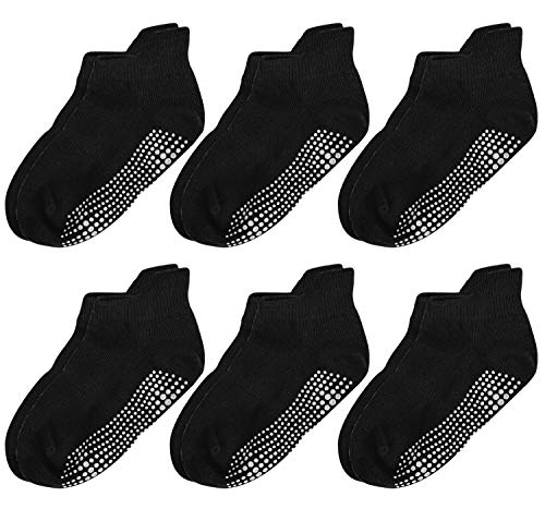 Product Cover Aminson Grip Ankle Low Cut Athletic Socks - Kids Boys Girls Anti Non Skid Slip Slipper Crew Socks 6-12 Pack