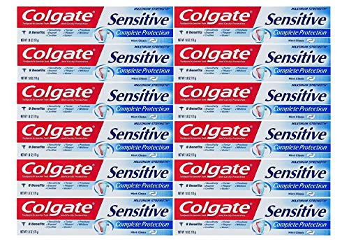 Product Cover Colgate Sensitive Toothpaste, Maximum Strength, Clean Mint, Travel Size 1 oz (28.3g) - Pack of 12