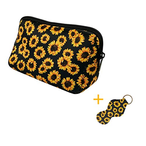 Product Cover Sunflower Cosmetic Bag Large Waterproof Soft Neoprene Zipper Travel Portable Toiletry Makeup Organizer Case With Lip Balm Chapstick Holder Keychain ...