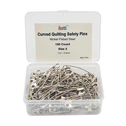 Product Cover ibotti Curved Safety Pins for Quilting, Basting Pins, Size 2, 100-count