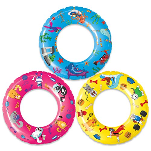 Product Cover USA Toyz Inflatable Pool Floats for Kids - 3 Pack Pool Rings with Original Designs (Dogs, Cats, Fish)