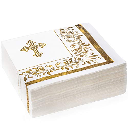 Product Cover 50 Cocktail Gold Foil Napkins | 3-Ply Small Beverage Napkins with Decorative Accents | 5