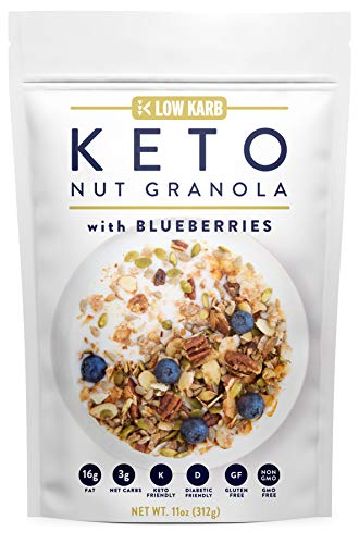 Product Cover Low Karb - Keto Blueberry Nut Granola Healthy Breakfast Cereal - Low Carb Snacks & Food - 3g Net Carbs - Almonds, Pecans, Coconut and more (11 oz)