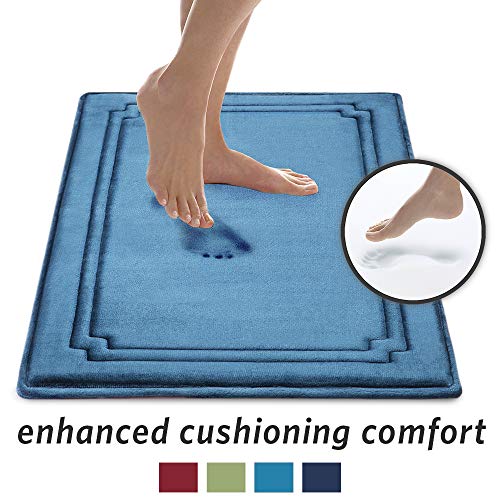 Product Cover MICRODRY SoftLux Charcoal Infused Memory Foam Framed Bath Mat with GripTex Skid Resistant Base - 21x34 (Teal)