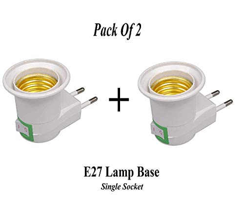 Product Cover HASTHIP® Lamp Base E27 LED Light Male Socket to EU Type Plug Adapter Converter for Bulb Holder (White)