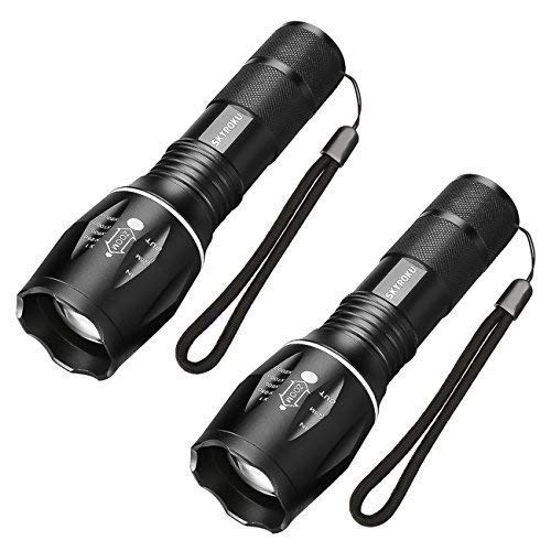 Product Cover LED Tactical Flashlight - SKYROKU Portable Outdoor Torch Light Zoomable Flashlight - Best EDC Flashlight for Gift, Hiking, Camping (2 Pack)