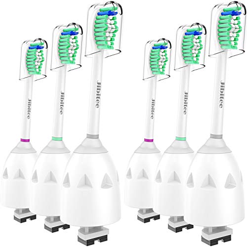 Product Cover Jibitee Replacement Brush Heads Compatible with Philips Sonicare E-Series HX7022/66, fit Screw-On Electric Toothbrush Handles, 6 Pack