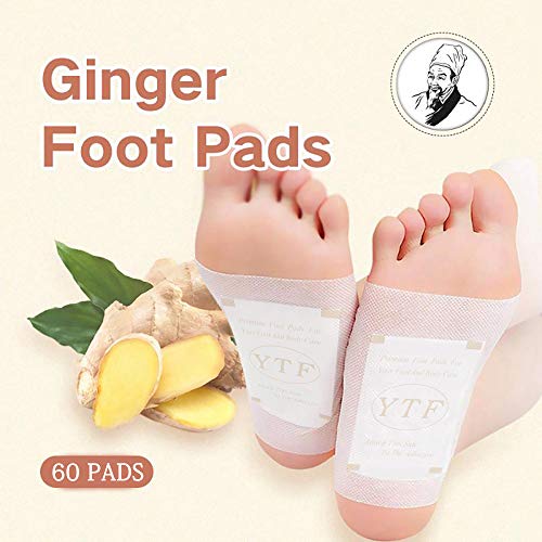 Product Cover Foot Pads - (60Pads) Ginger Foot Patch for Better Sleep and Anti-Stress Relief, Pure Natural Bamboo Vinegar and Ginger Premium Ingredients Combination for Foot and Body Cleansing.