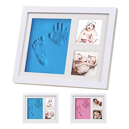 Product Cover Baby Hand and Footprint Kit, Baby Handprint Kit Picture Frames, Baby Shower Decorations for Girl & Boy, Baby Footprint Kit Ornament Shower Gifts(Blue)