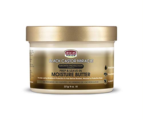 Product Cover African Pride Black Castor Miracle Prep & Leave-In Moisture Butter - Provides Lasting Moisture & Protection to Hair, Contains Black Castor Oil, Shea Butter and Jojoba Oil, 8 oz