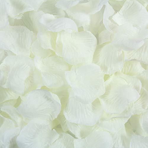Product Cover BESKIT 3000 Pcs Artificial Silk Rose Petals Unscented Non-Woven Flower Petals for Valentine Day Wedding Flower Decoration (Ivory White)