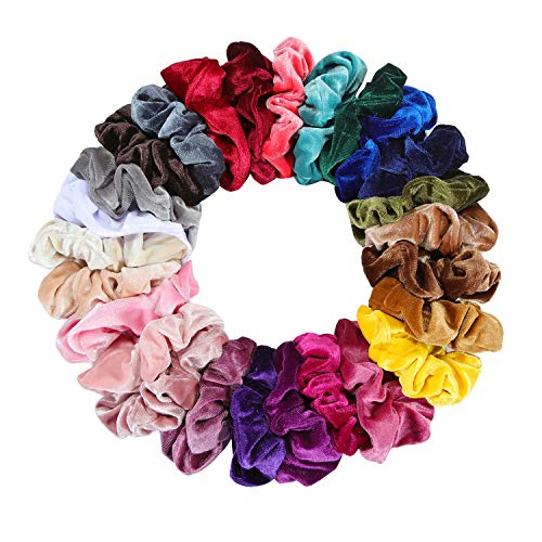 Product Cover Nxconsu 26Pcs Velvet Hair Scrunchies Silky Cute Elastic Hair Bands Ties Ropes Hair Stylish Ponytail Accessories Exquisite Colors Selection For Girls and Women