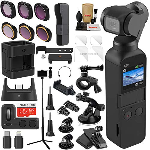 Product Cover DJI OSMO Pocket 3 Axis Gimbal Camera Bundle with OSMO Pocket Expansion Kit, ND & Rotating Polarizer Filter Set, Extension Rod/Selfie Stick, Tripod & Must Have Accessories (14 Items)