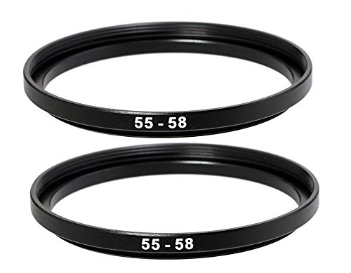 Product Cover (2 Packs) 55-58MM Step-Up Ring Adapter, 55mm to 58mm Step Up Filter Ring, 55mm Male 58mm Female Stepping Up Ring for DSLR Camera Lens and ND UV CPL Infrared Filters