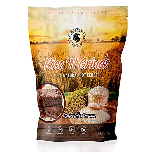 Product Cover Pride Foods Rice 'N Grinds, 100% Natural Hot Rice Cereal: Chocolate Brownie, 20.2oz
