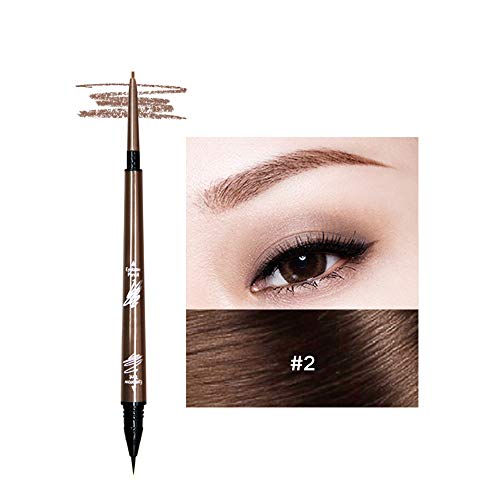 Product Cover 2 in 1 Eyebrow Pencil Tint 1.5mm Super Fine Microblading Pen Waterproof 24h Long-lasting (2# Brown)