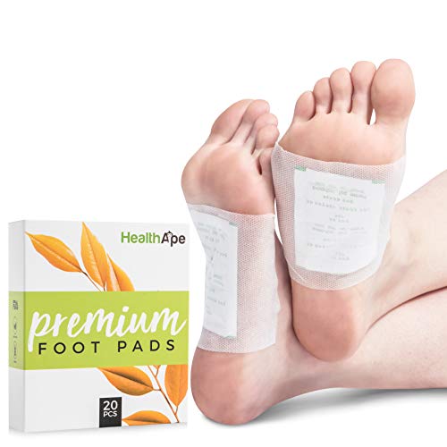 Product Cover HealthApe Bamboo Vinegar Foot Pads: Sticky Foot Sleep Patches to Remove Impurities - Health and Beauty Foot Care Patches for Pain Relief with Purifying Charcoal - Box of 20 for a 10 Day Treatment