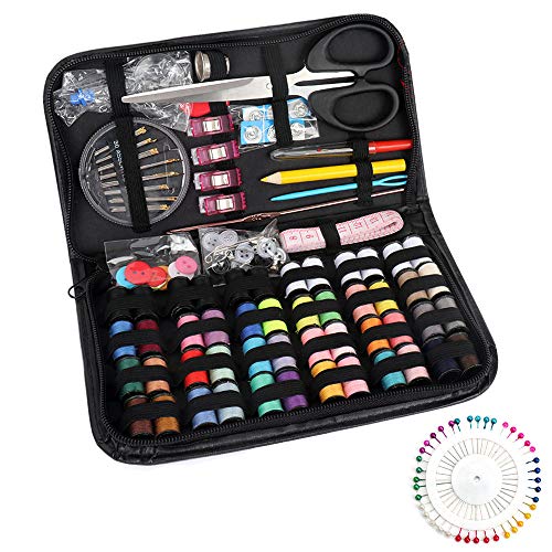 Product Cover Mini Sewing Kit for Travel, Adults, Kids, College Students, Beginner, DIY Sewing. JR.WHITE Small Sewing Kit with 172 Pcs Basic & Professional Sewing Accessories, Sewing Needles and Thread