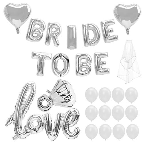 Product Cover Bride to BE Balloon, 28Pcs, Latex Baloons for Bridal Shower Bachelorette Party Decor Kit(Silver)