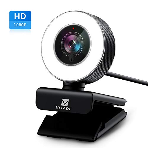 Product Cover PC Webcam for Streaming HD 1080P, Vitade 960A USB Pro Computer Web Camera Video Cam for Mac Windows Laptop Conferencing Gaming Xbox Skype OBS Twitch Youtube Xsplit GoReact with Microphone & Ring Light