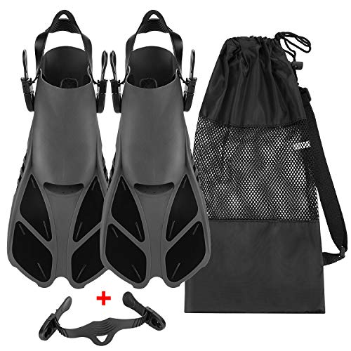 Product Cover Oumers Snorkel Fins, Travel Size Adjustable Strap Diving Flippers with Mesh Bag and Extra Buckle Connector for Men Women Snorkeling Diving Swimming