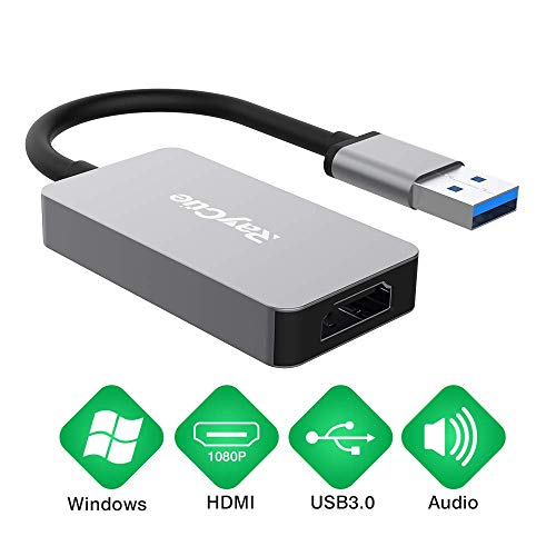 Product Cover USB to HDMI Adapter, HD Audio Video Cable Converter, USB 3.0 to HDMI for Multiple Monitors 1080P, Compatible with Windows XP/10/8.1/8/7 (Not Support Mac, Linux, Vista, Chrome (Gray) (Gray)