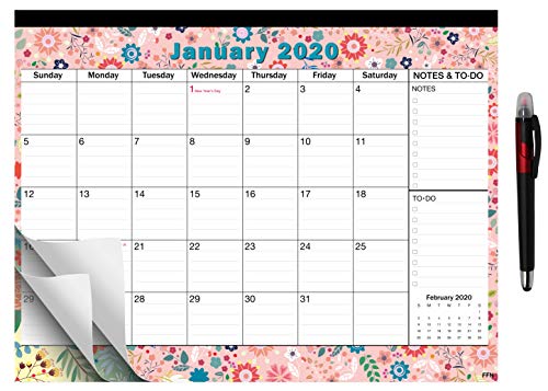 Product Cover 2020-2021 Large Monthly Desk Pad Calendar Planner Academic, Floral Design with Magnets for Fridge, Desktop January 2020 to June 2021 Wall Calendar 17.3