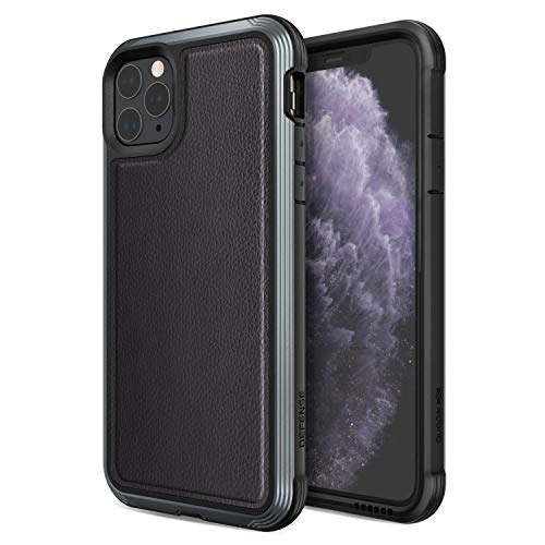 Product Cover Defense Lux, iPhone 11 Pro Max Case - Military Grade Drop Tested, Anodized Aluminum, TPU, and Polycarbonate Protective Case for Apple iPhone 11 Pro Max, (Black Leather)