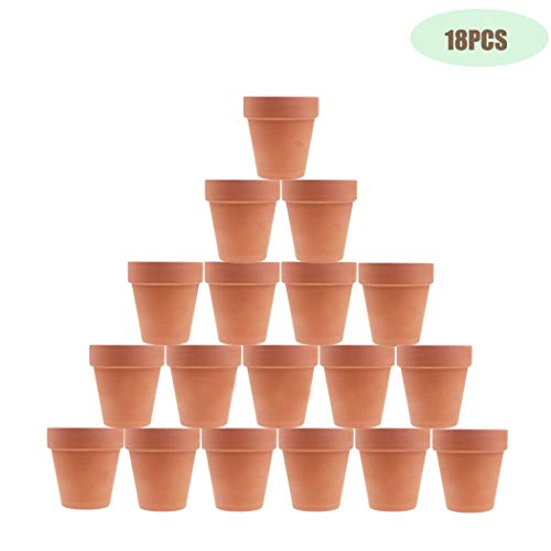 Product Cover JULIA 3 Inches Terracotta Clay Pots Pack of 18 pcs- Pottery Fleshy Flower Planter with Drainage Hole，for DIY Home and Office Desktop/Windowsill/Ornament Decoration Wedding