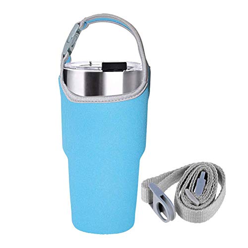 Product Cover Dofover Sleeve Carrying Pouch Bag Neoprene Water Bottle Case Holder Carrier-for Travel/Walking/Hiking/Camping -for Yeti Tumbler Rambler (Blue, with Strap)