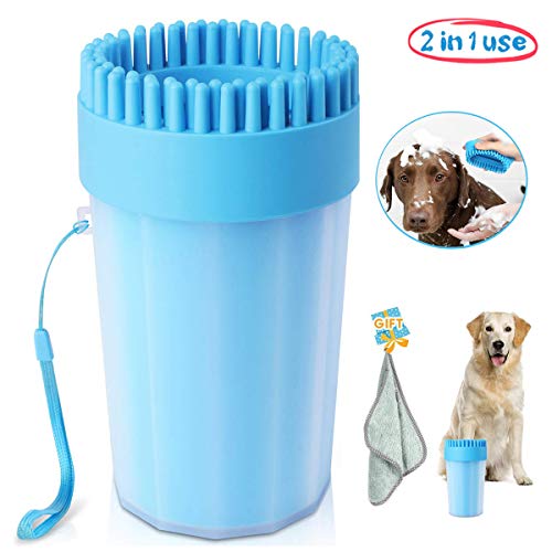 Product Cover Upgrade Dog Paw Cleaner Dog Cleaner Portable with Towel Dog Cleaning Brush Paw Cleaner for Dogs and Cats
